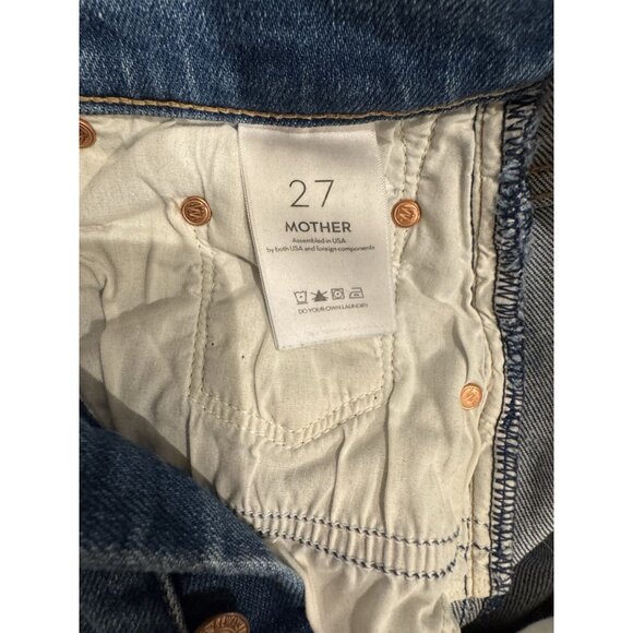 MOTHER The Tripper Ankle Fray Straight Leg Distressed Button Fly Sz 27 - Picture 4 of 12